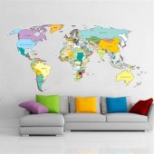World Map Wall Decal With Countries