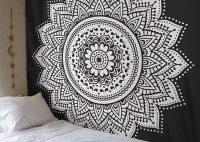 Black And White Mandala Wall Tapestry