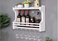 White Wooden Wall Mounted Wine Rack